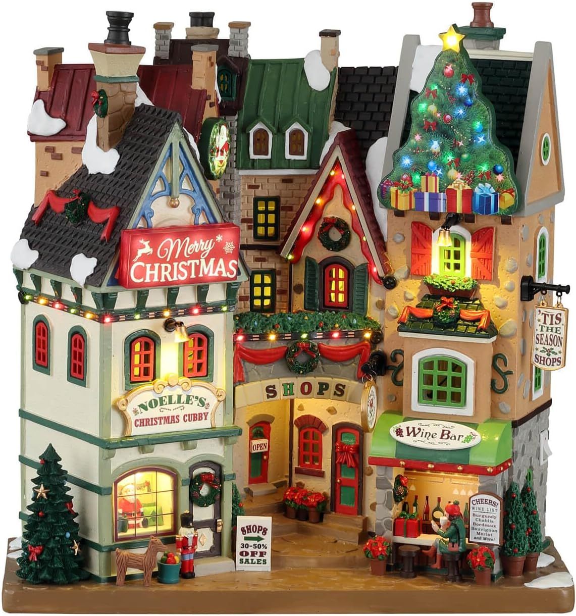 Festive Christmas Village LED Lighted Resin Facade