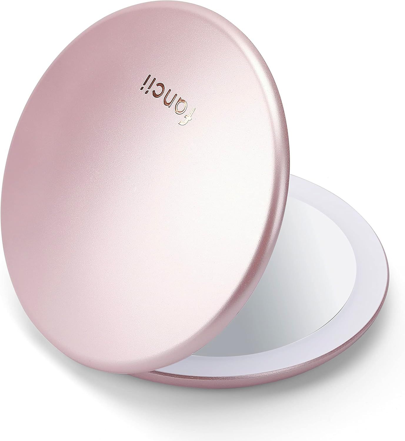 Rose Gold Compact LED Lighted Travel Makeup Mirror