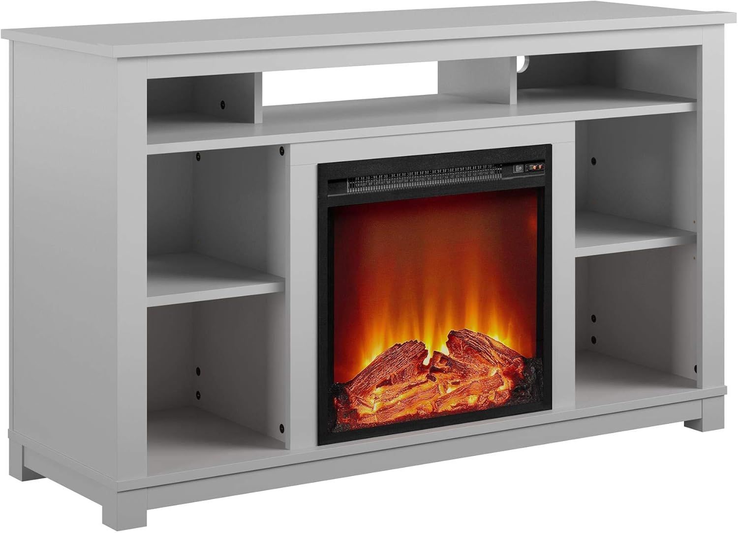 Dove Gray 55" Laminated MDF Fireplace TV Stand with LED Flame