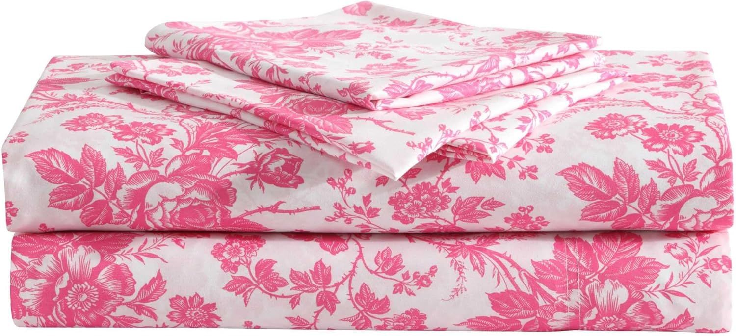 Pink Floral Twin Microfiber Sheet Set