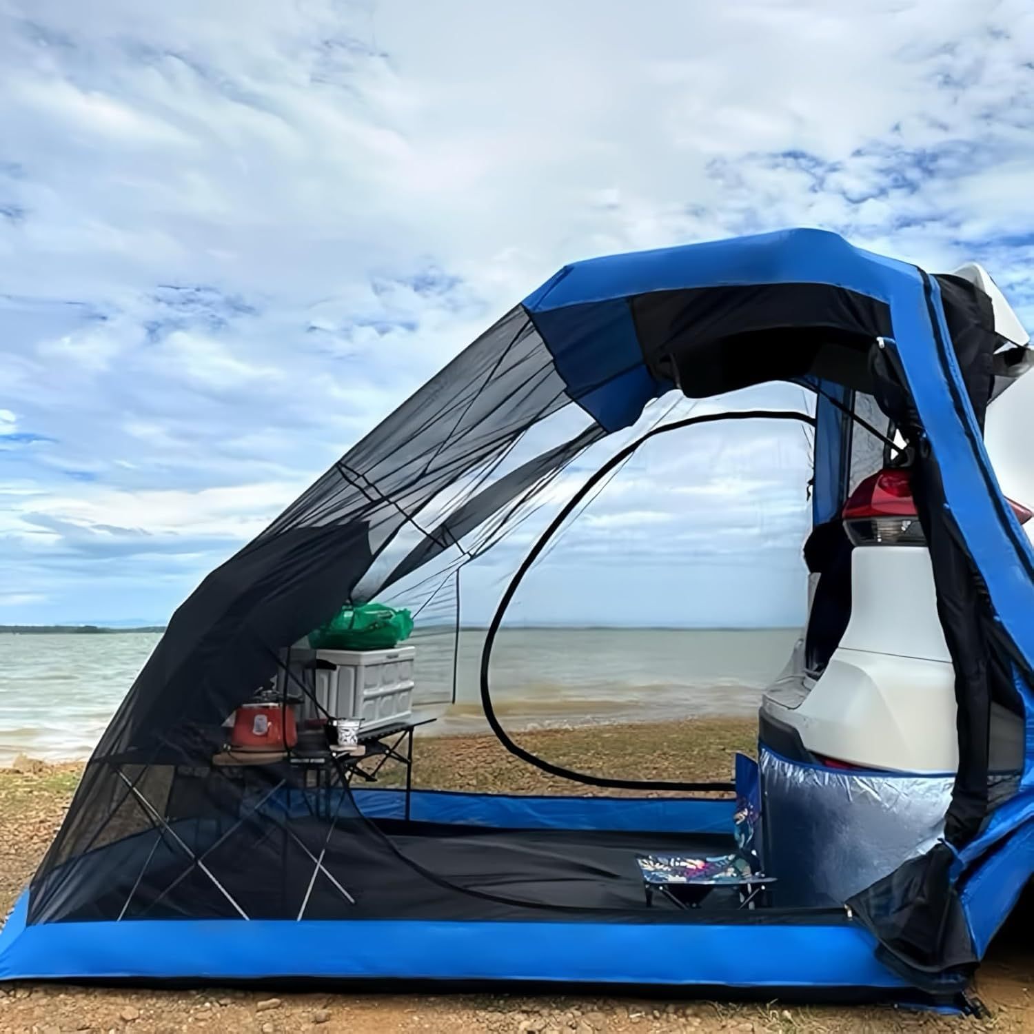 Blue 4-Person Four-Season Vehicle-Mounted Camping Tent