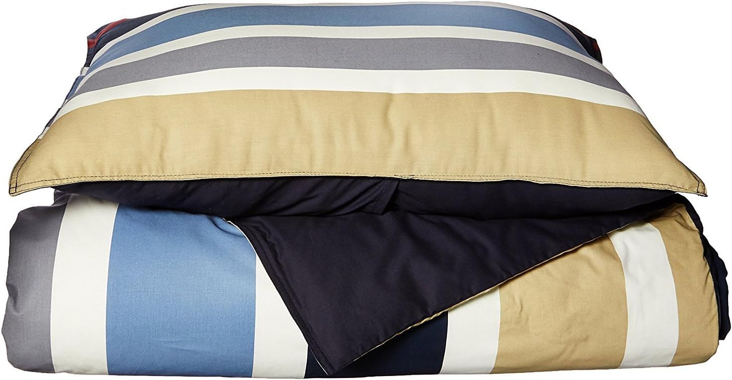 Bradford Navy and Khaki Cotton Twin Duvet Cover Set