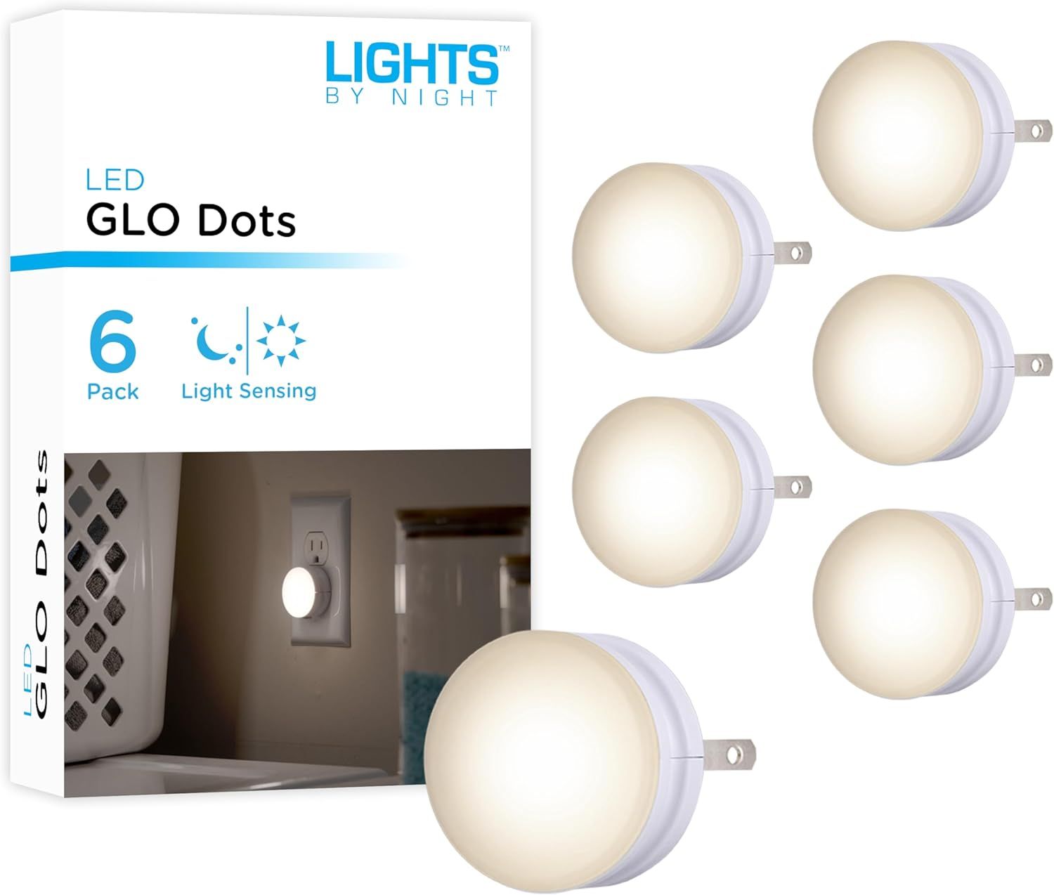 Compact White LED Night Light Bulbs for Nursery, 6 Pack