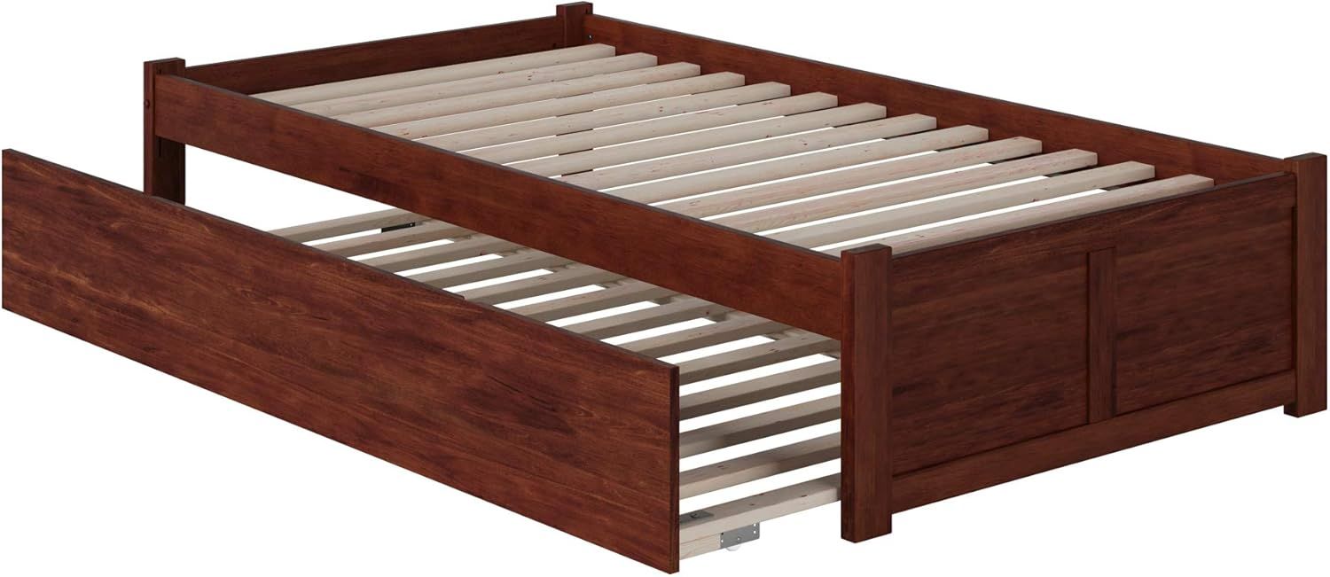 Concord Twin XL Platform Bed with Trundle in Walnut Finish