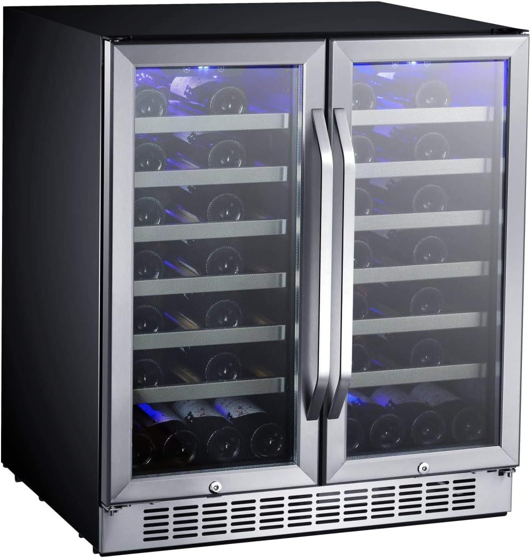 EdgeStar 30-Inch Stainless Steel Dual Zone Wine Cooler with Interior Lighting