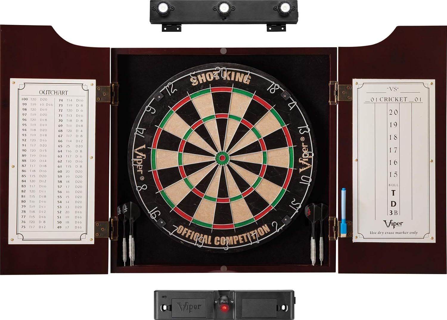 Viper Hudson Black Pine Dartboard Cabinet Set with Laser Throw Line