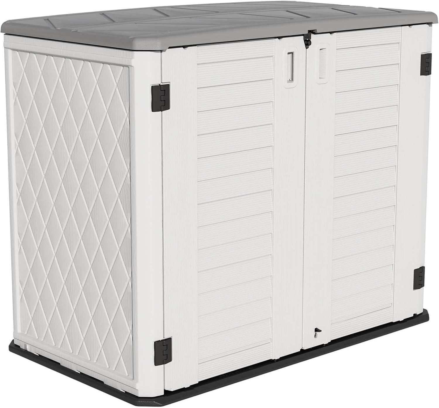 White HDPE Resin Outdoor Storage Shed with Shelving