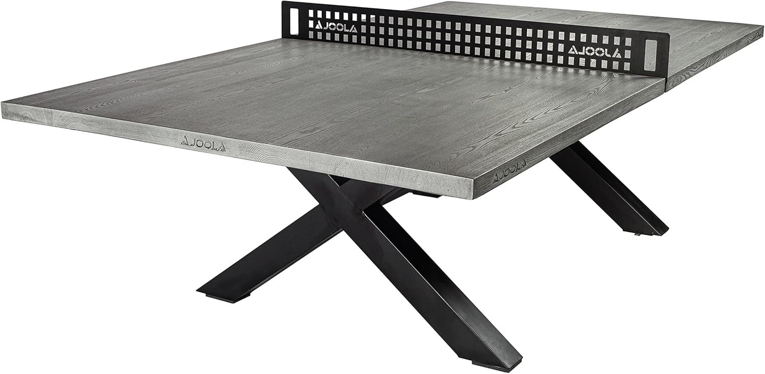 Gray Wood and Steel Outdoor Table Tennis Table with Net