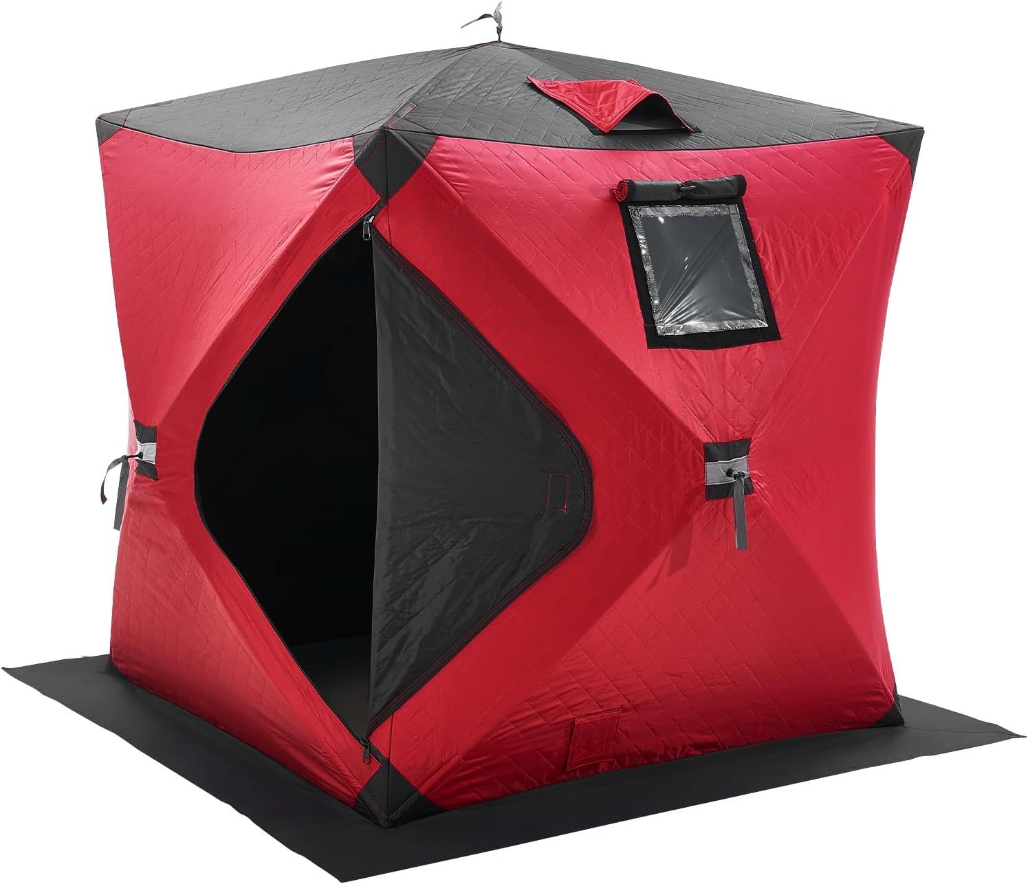 Red Pop-Up 2-Person Insulated Ice Fishing Tent with Carry Bag