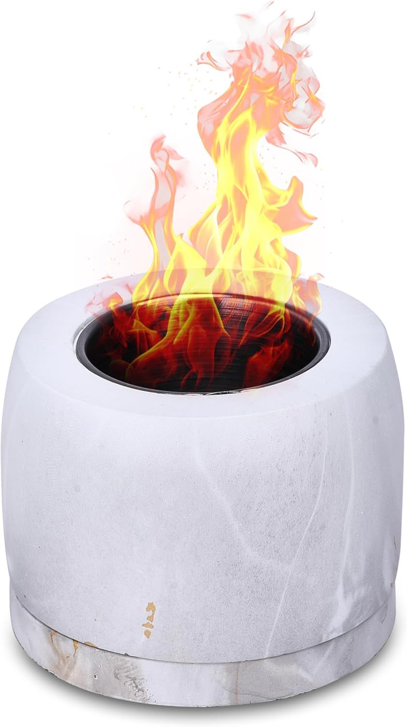 Compact White Ceramic Tabletop Gel Fire Pit