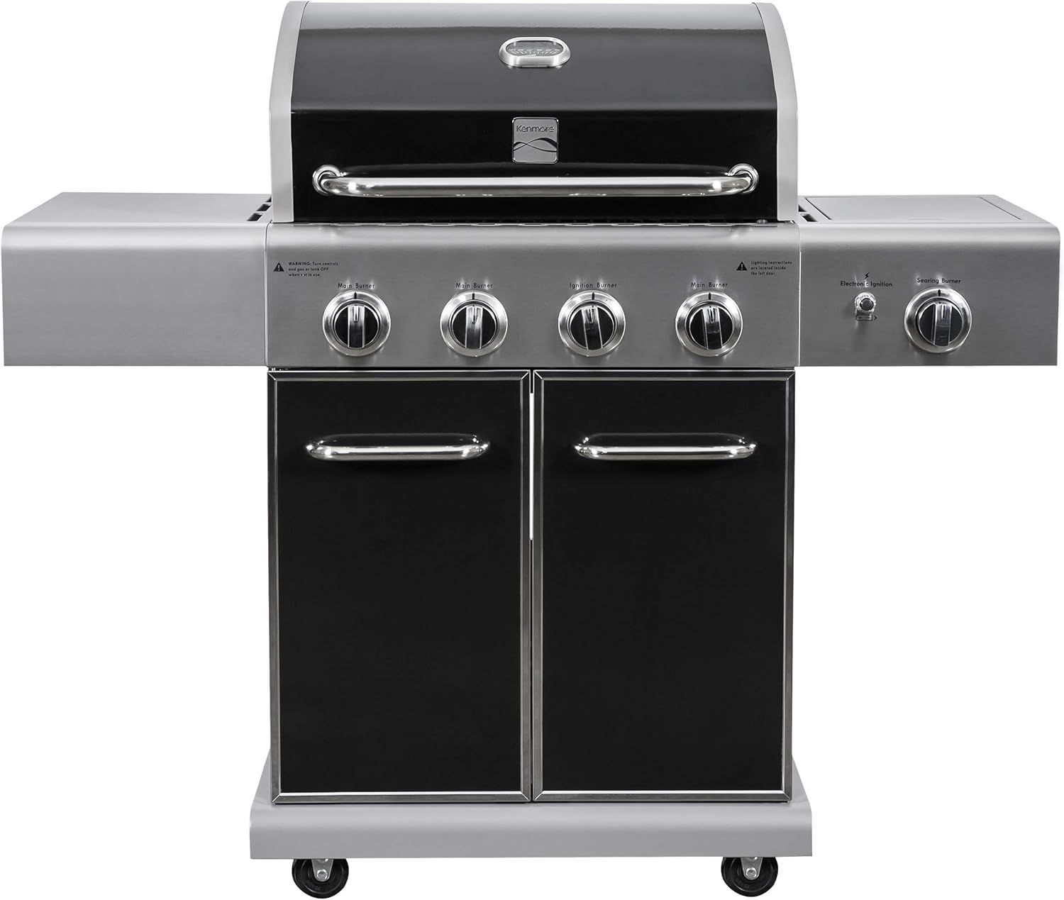 Kenmore Black Stainless Steel 4-Burner Propane Gas Grill with Side Burner