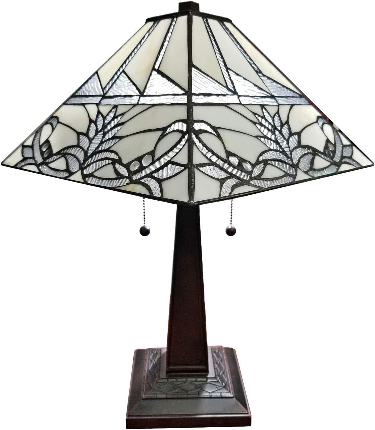 Tiffany Style 22" White Stained Glass Table Lamp