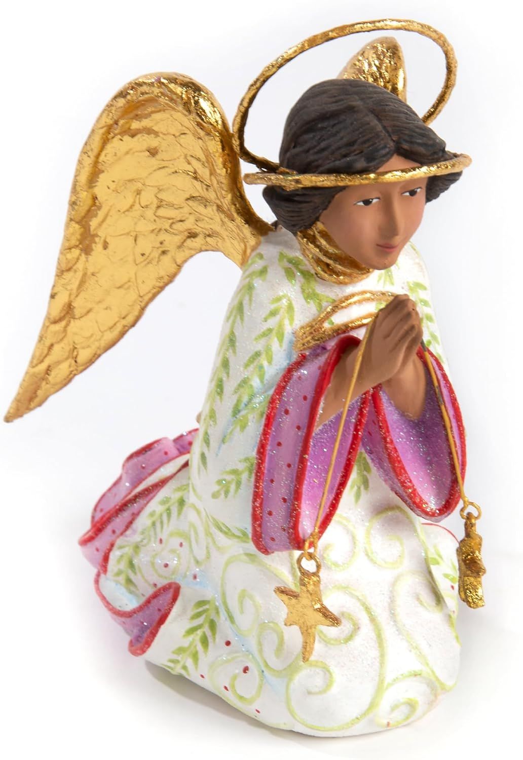 Golden Halo Praying Angel Nativity Figurine