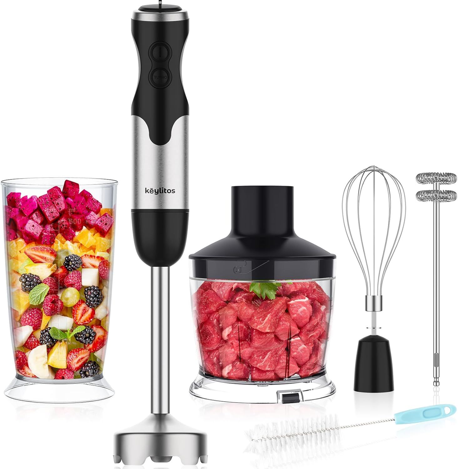 Keylitos 12-Speed Stainless Steel Immersion Blender Set