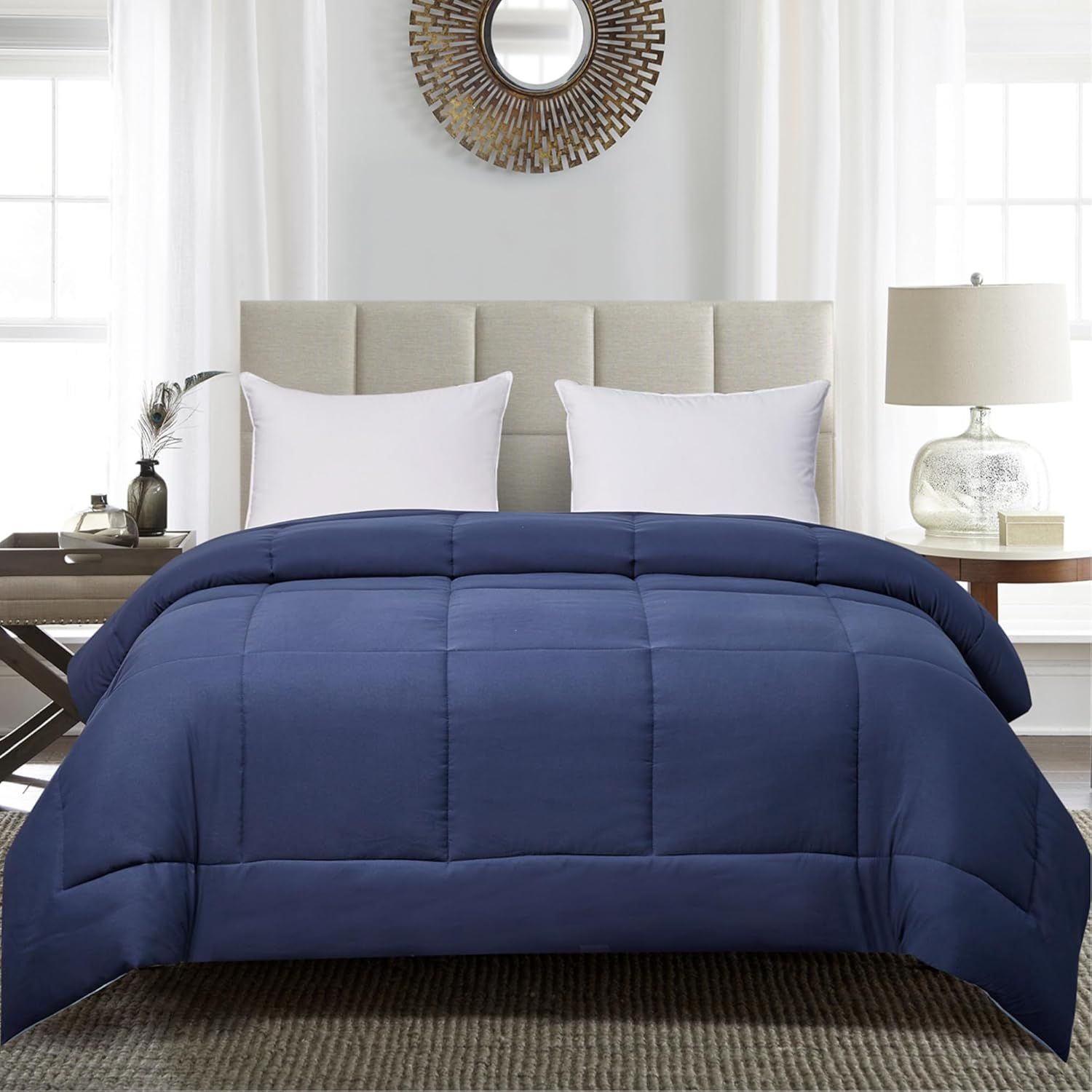 Navy and Light Blue Reversible Down Alternative Twin Comforter