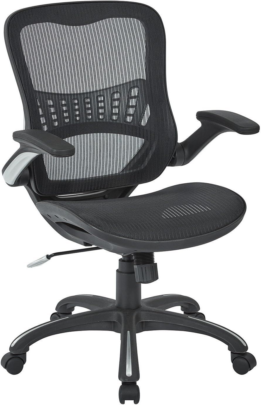 Black Mesh and Leather Executive Swivel Office Chair