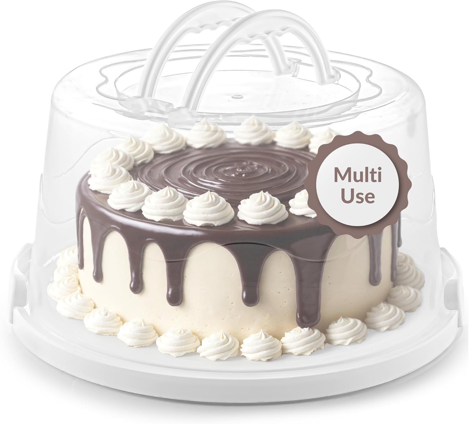 White Extra Large Cake Carrier with Lid and Handles