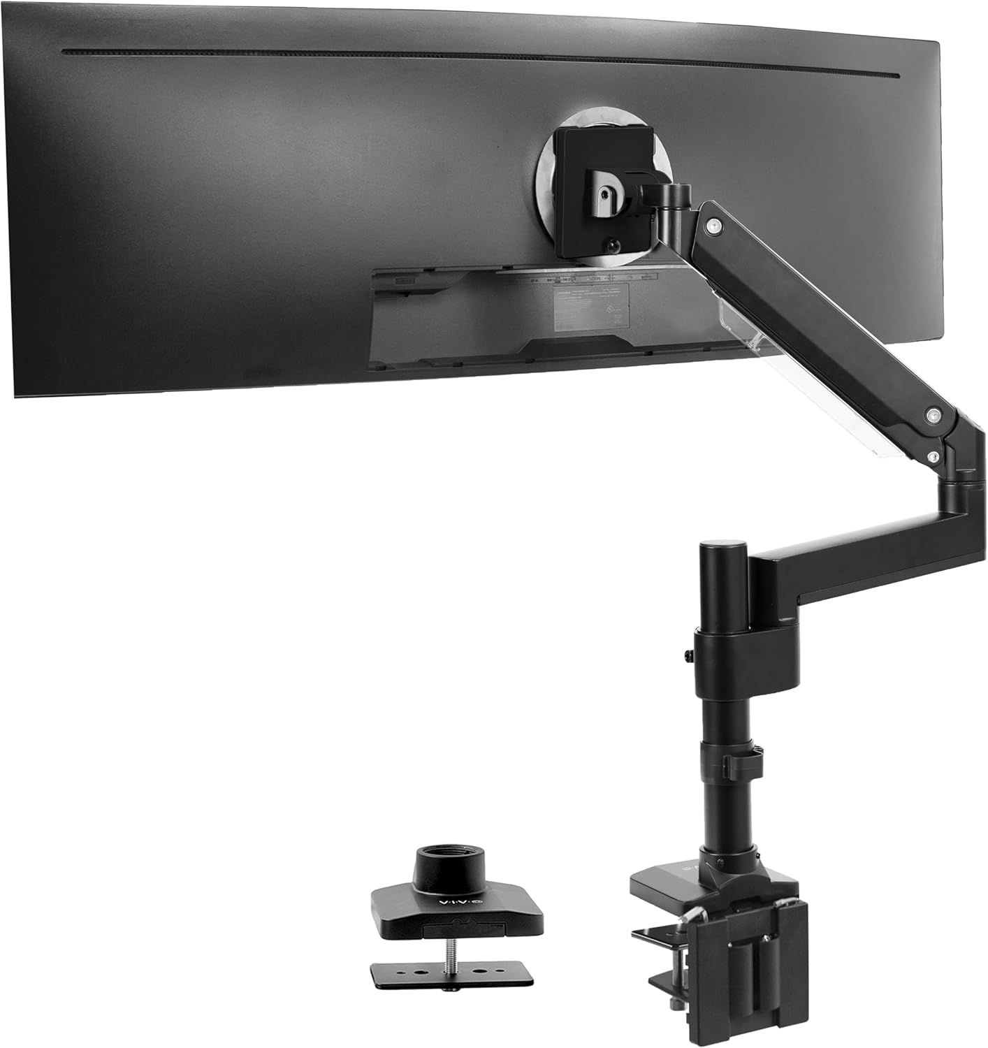 Black Aluminum Single Monitor Desk Mount with Pneumatic Arm