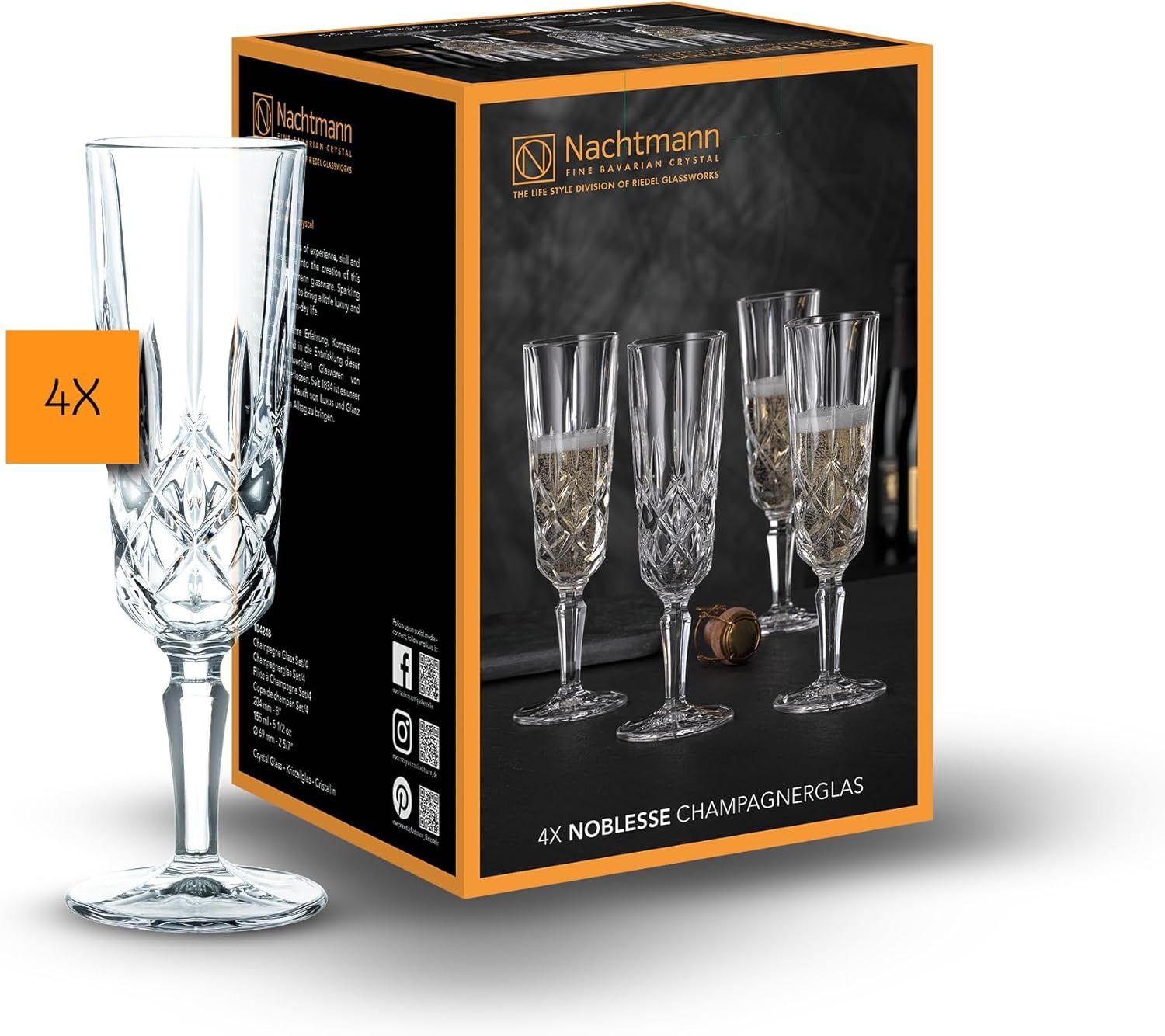 Nachtmann Noblesse 8-Inch Crystal Champagne Flutes Set