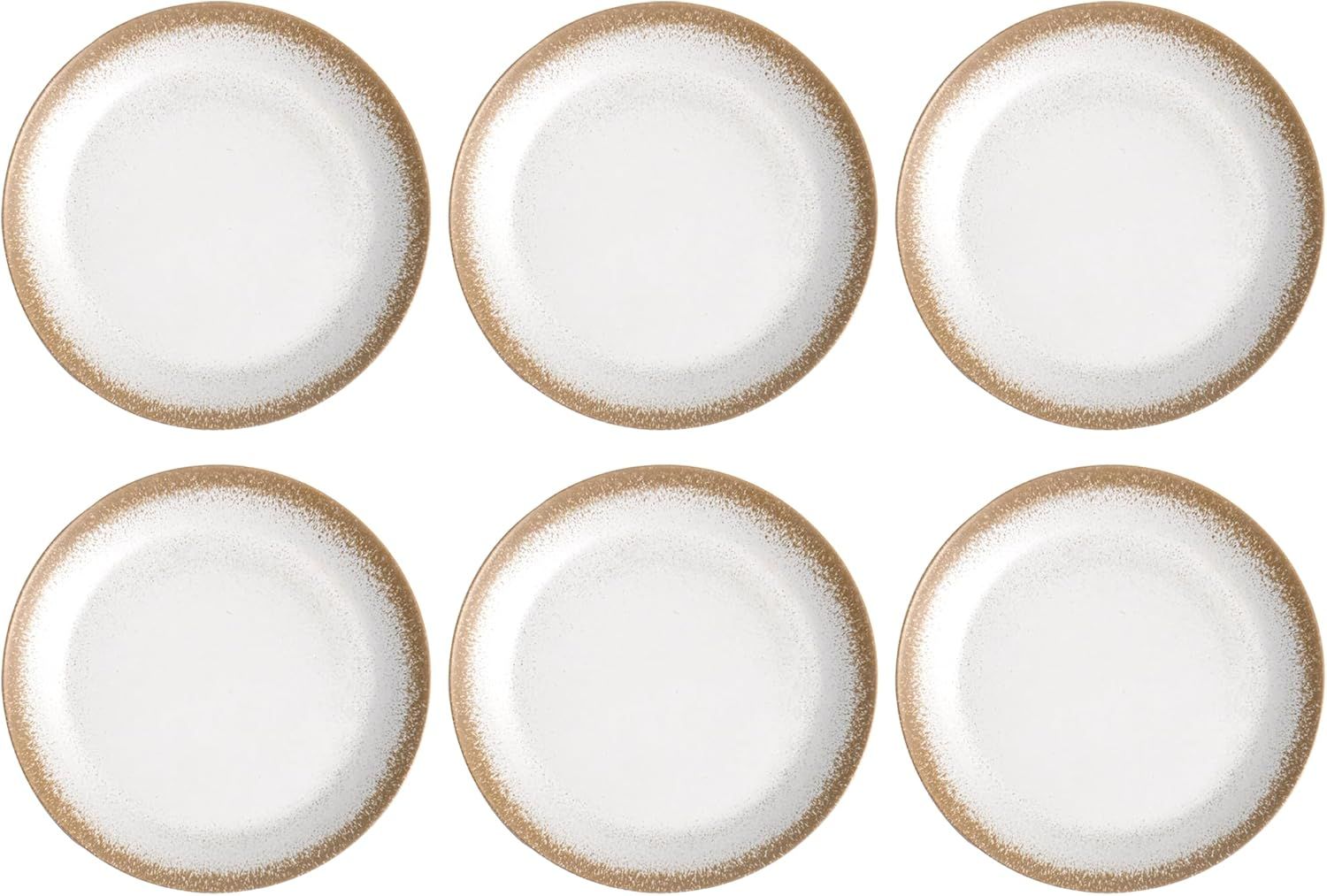 Carmel White and Beige Melamine Dinner Plates, 10.5" Set of 6