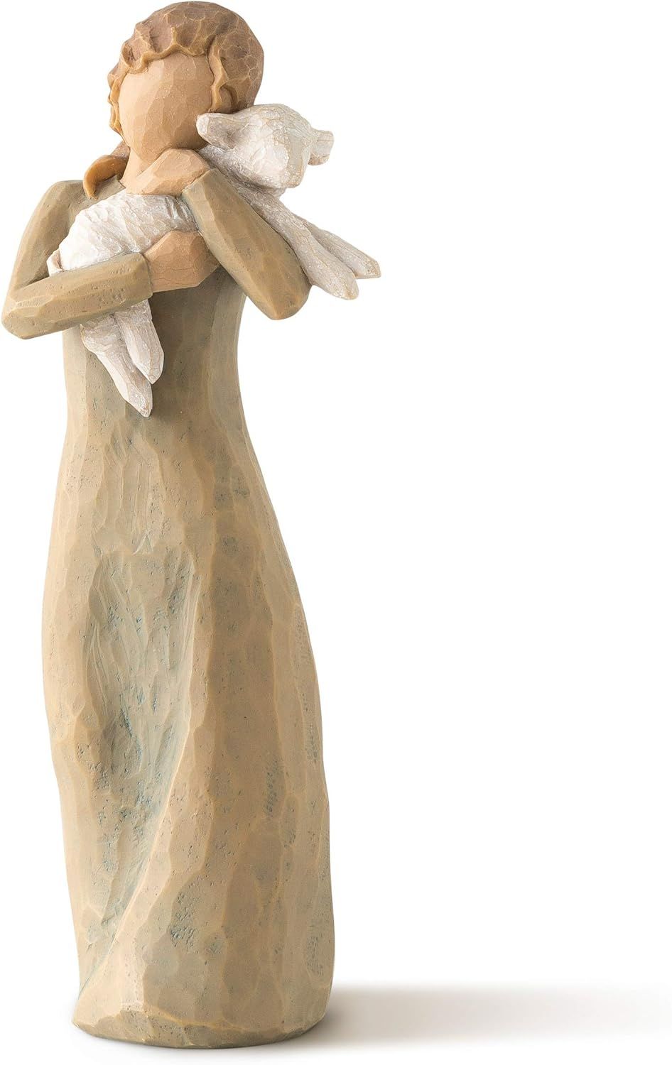 Hand-Painted Resin Peaceful Embrace Figurine with Lamb