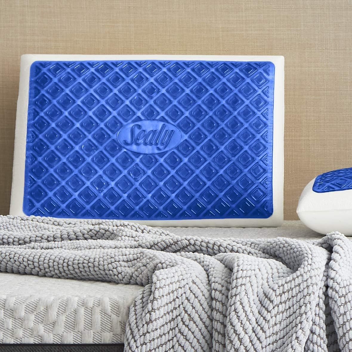 Standard Blue and White Gel Memory Foam Bed Pillow