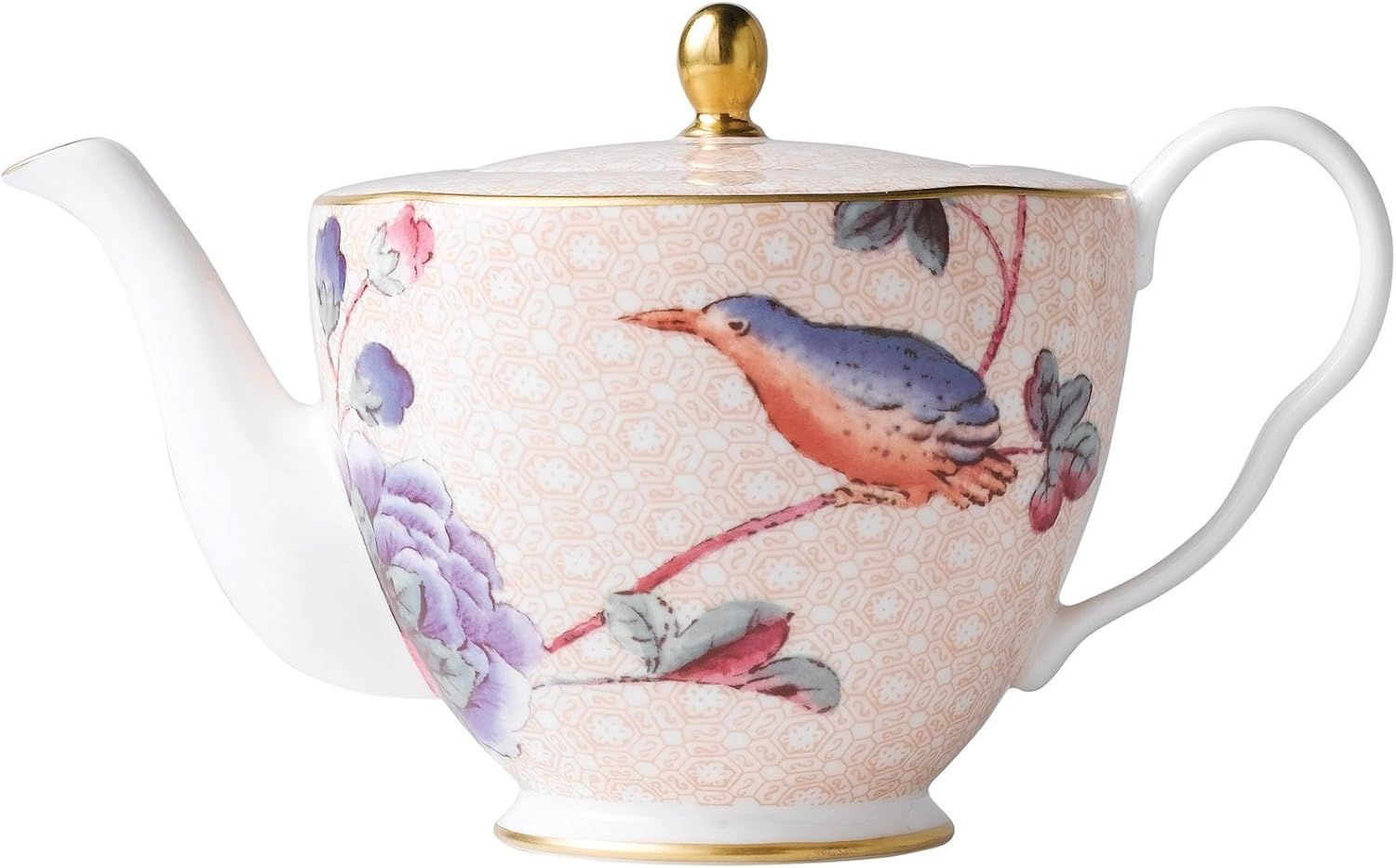 Wedgwood Cuckoo Floral Fine Bone China Teapot with Gold Banding