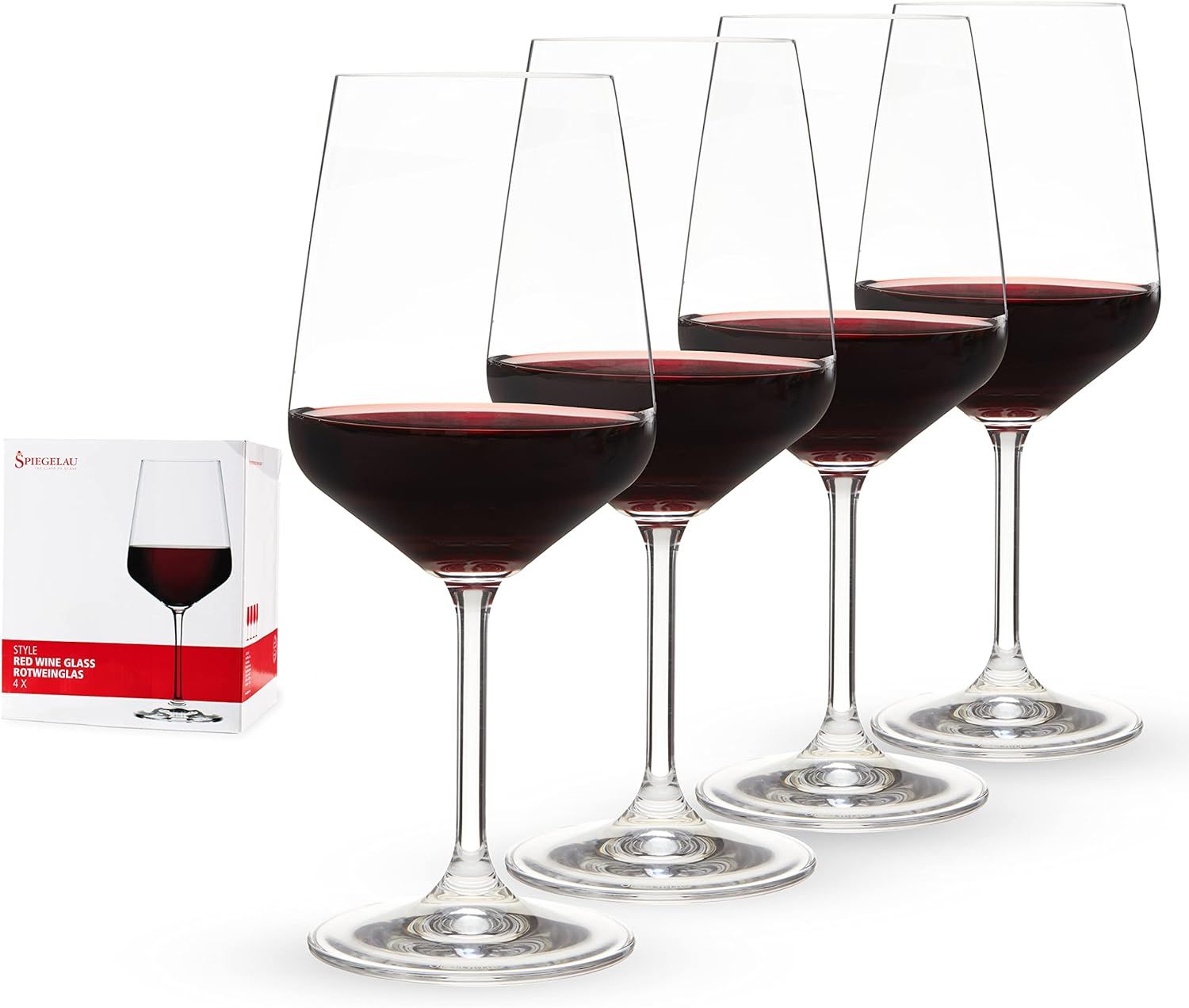 European-Made Lead-Free Crystal Red Wine Glasses, Set of 4, 22.2 oz