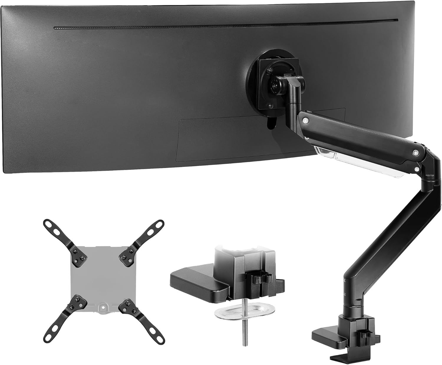 Black Steel Ultrawide Monitor Arm with Riser