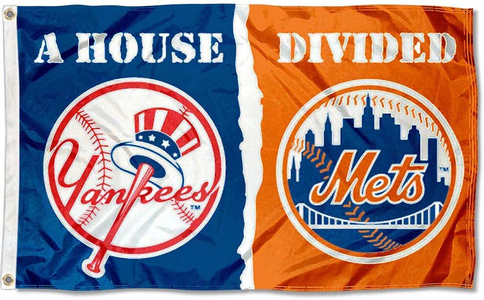 New York Yankees and Mets House Divided Polyester Flag