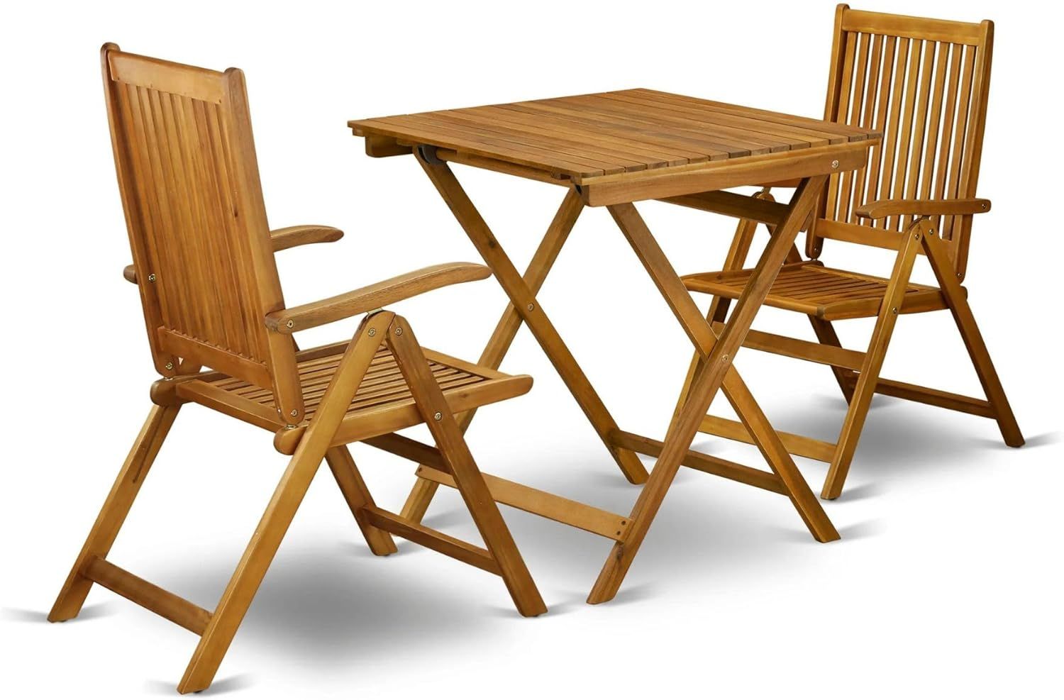 Natural Acacia Wood 3-Piece Folding Patio Bistro Set