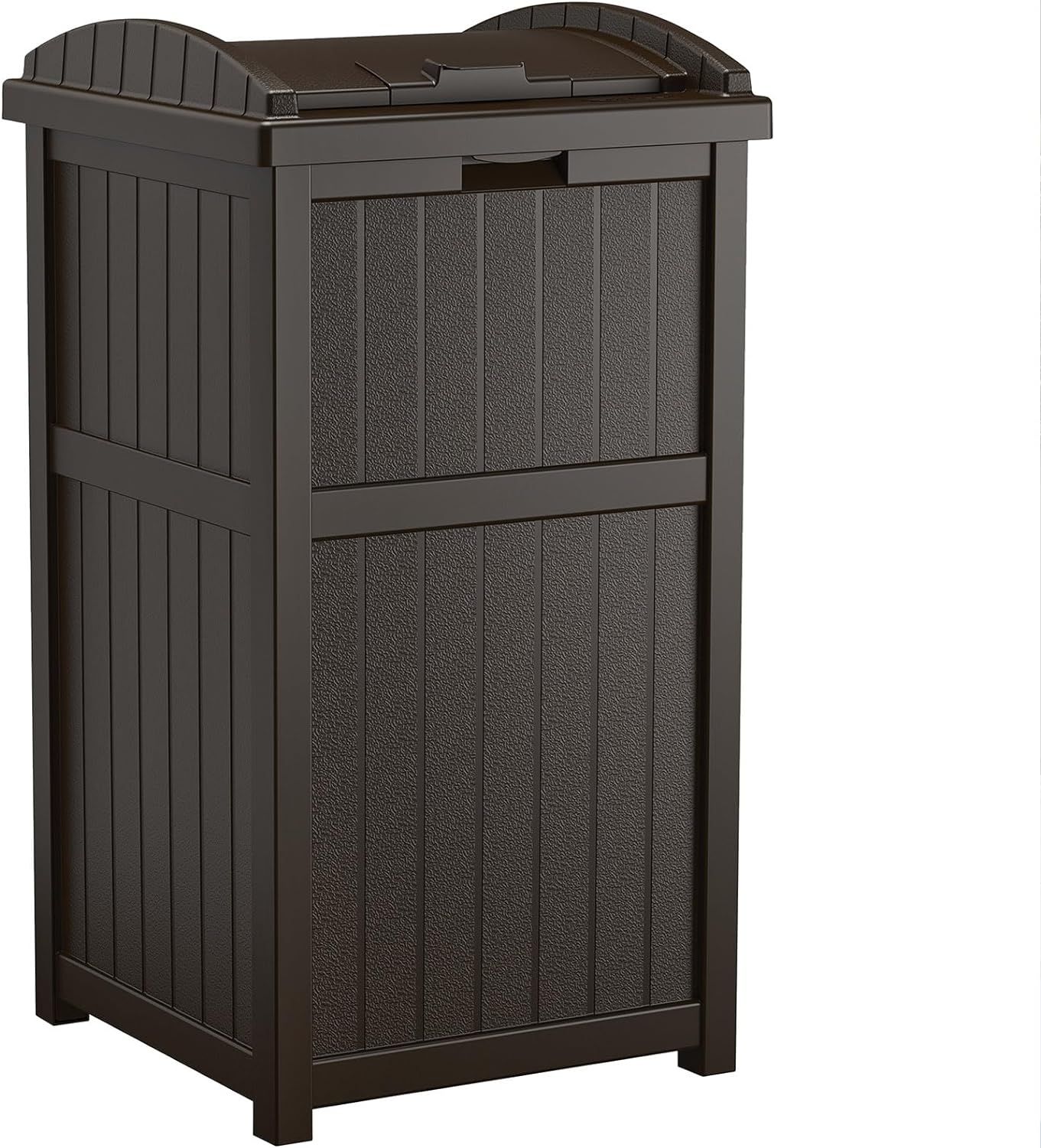 Java Brown 33 Gallon Outdoor Plastic Trash Hideaway