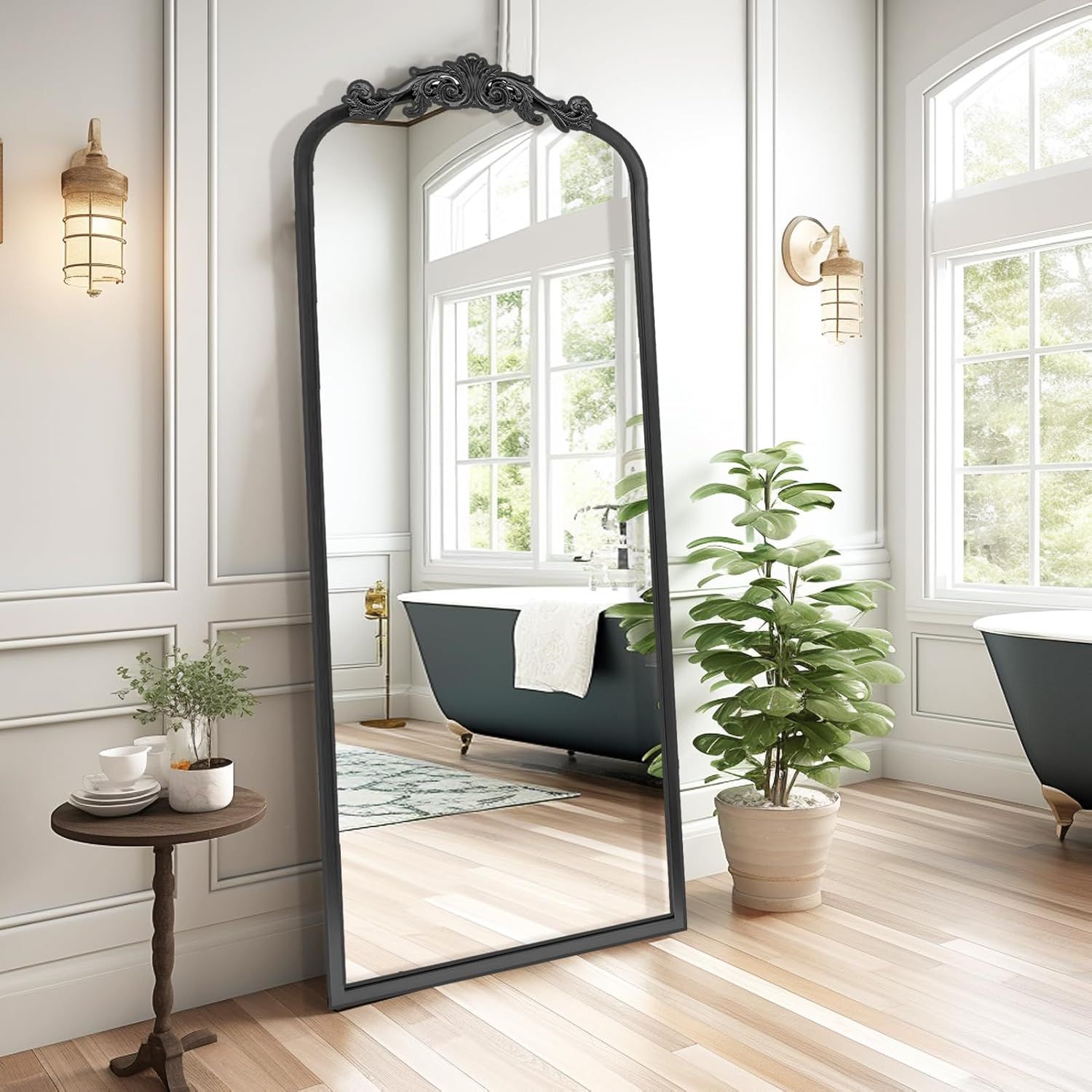 Arendahl Black Ornate Full Length Arch Wall Mirror