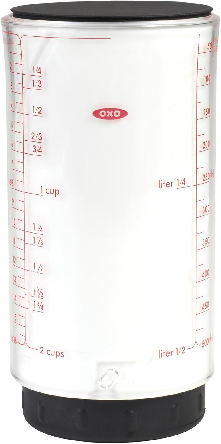 Clear and Black 2-Cup Adjustable Plastic Measuring Cup