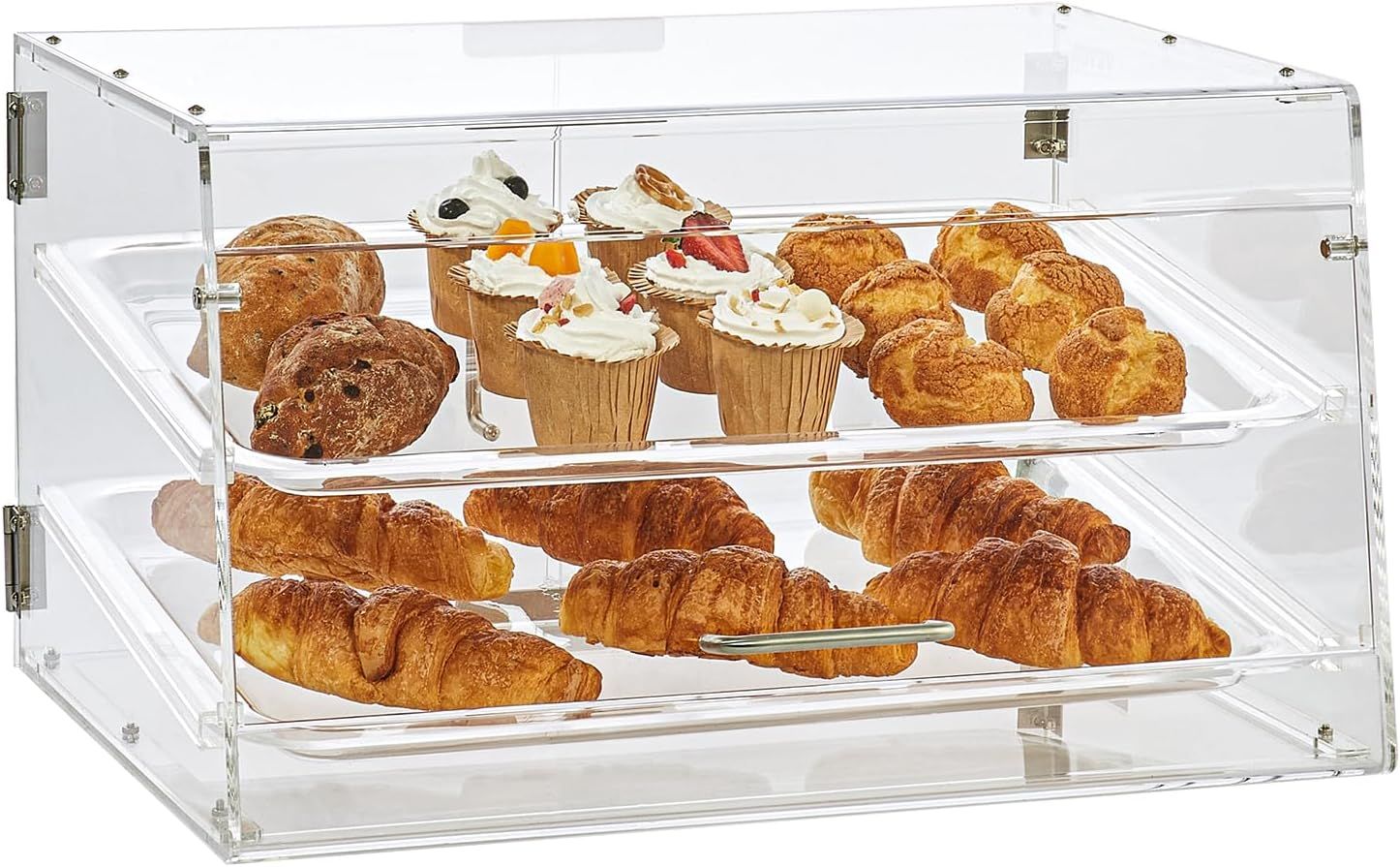 Clear Acrylic 2-Tier Pastry Display Case with Rear Door