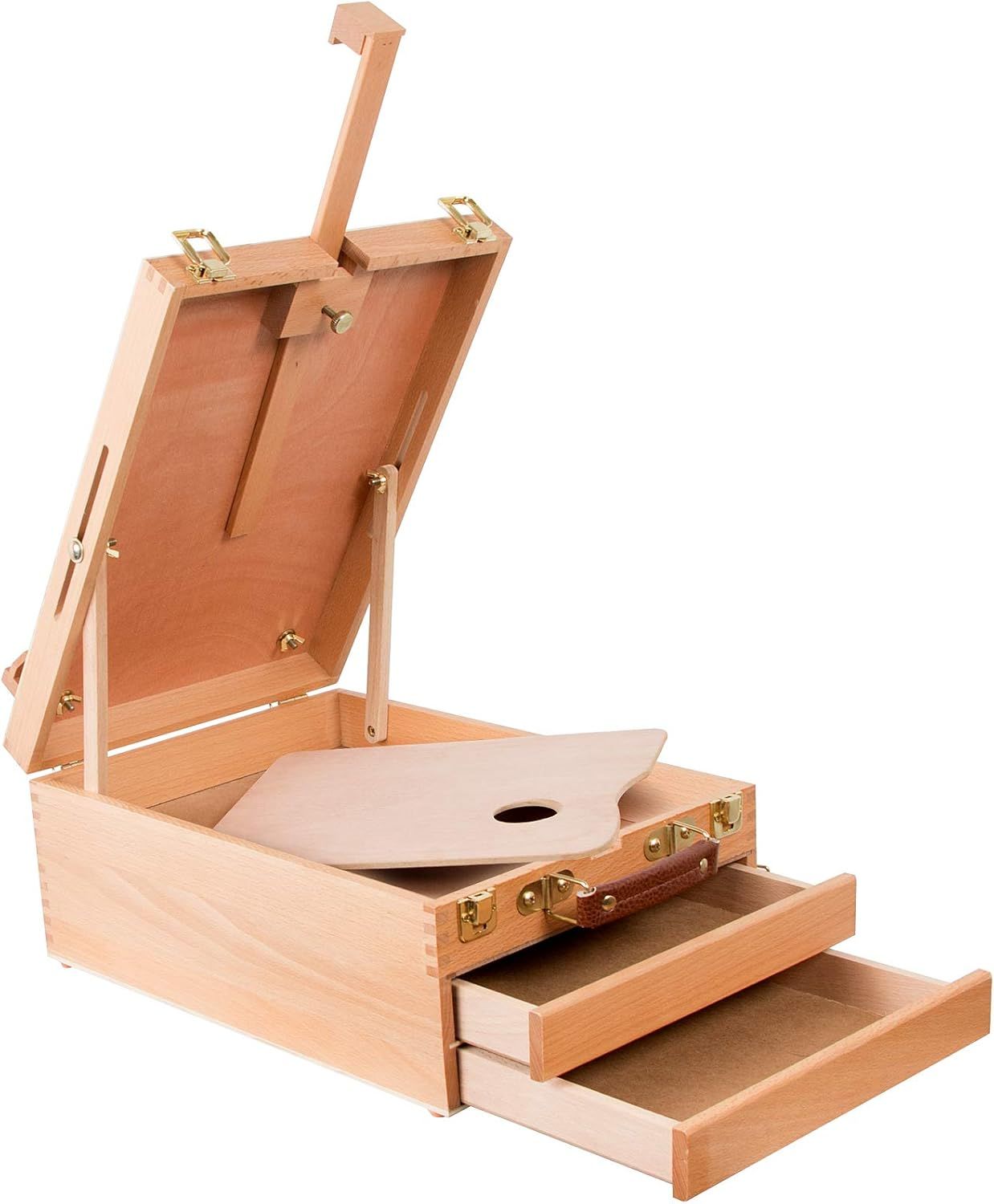 Beech Wood Adjustable Art Supplies Box Easel with Drawers