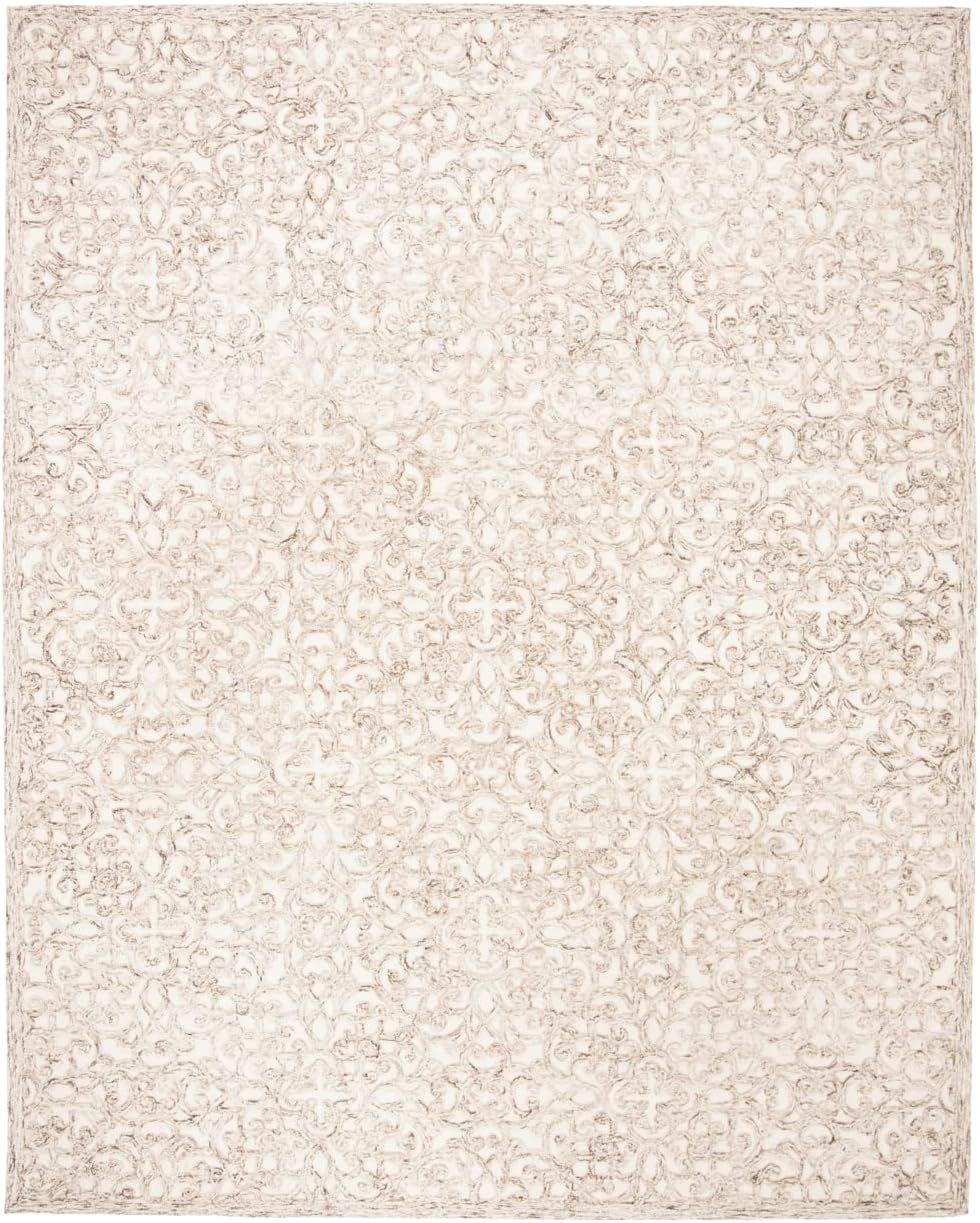 SAFAVIEH Trace Collection Area Rug - 9' x 12', Brown & Ivory, Handmade Wool, Ideal for High Traffic Areas in Living Room, Bedroom (TRC103T)