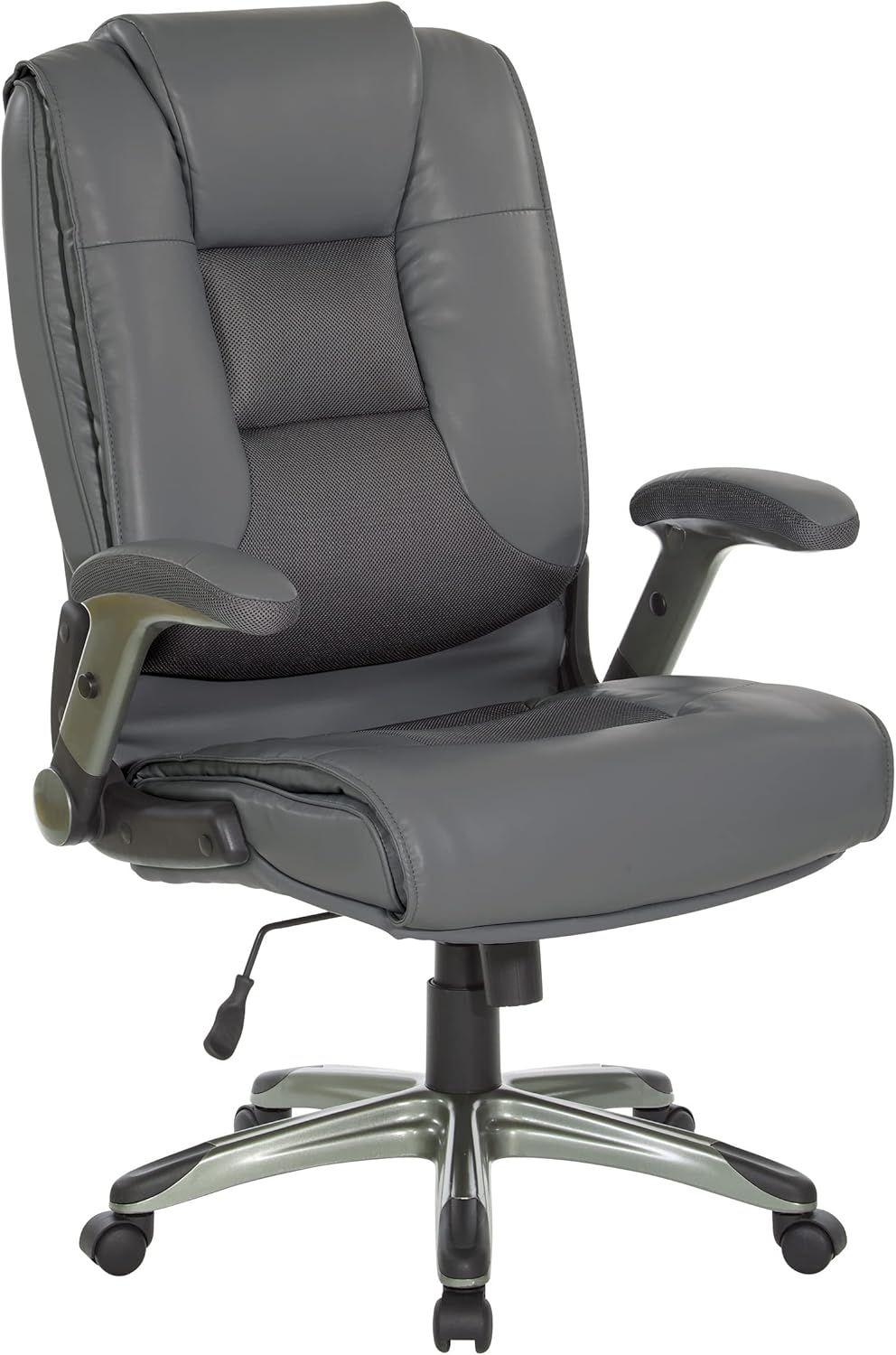 Charcoal Grey Executive Leather Office Chair with Adjustable Arms