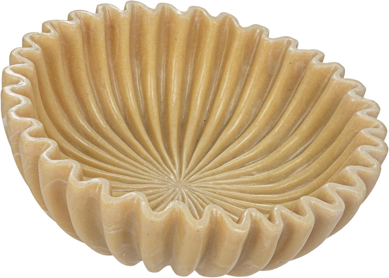 Beige Resin Fluted Decorative Bowl