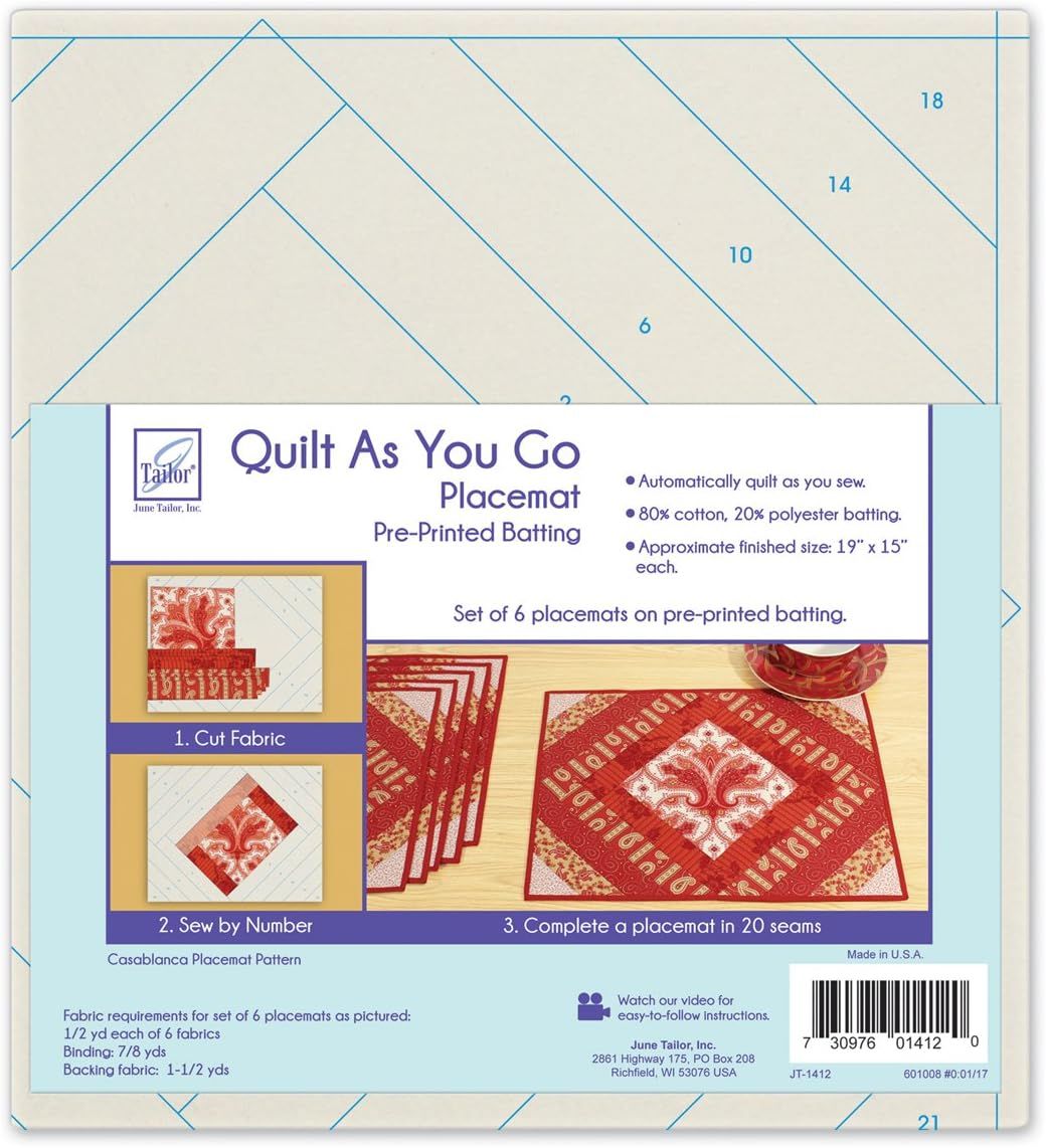 Casablanca Quilt As You Go Red Cotton Placemats Set