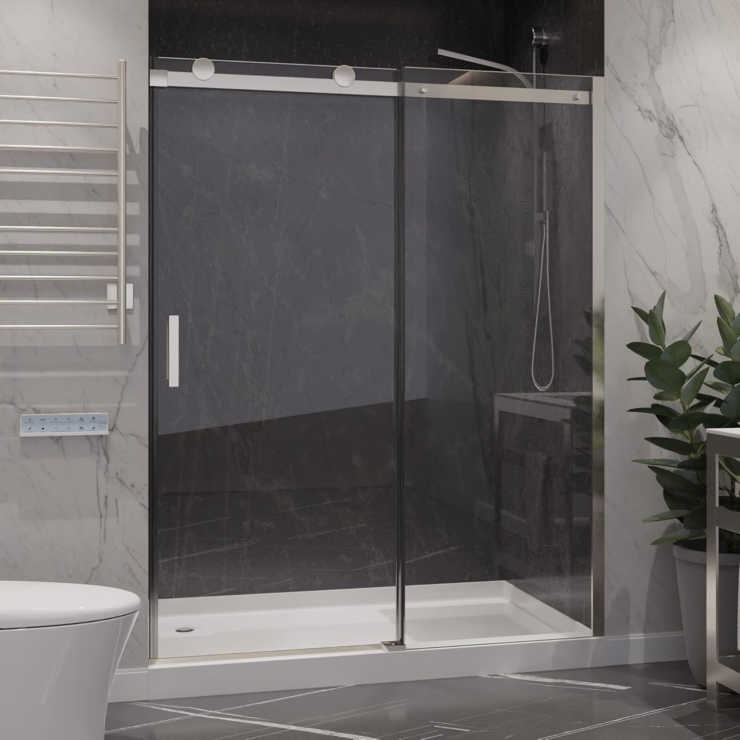 Rhodes 60" x 76" Frameless Chrome Sliding Shower Door