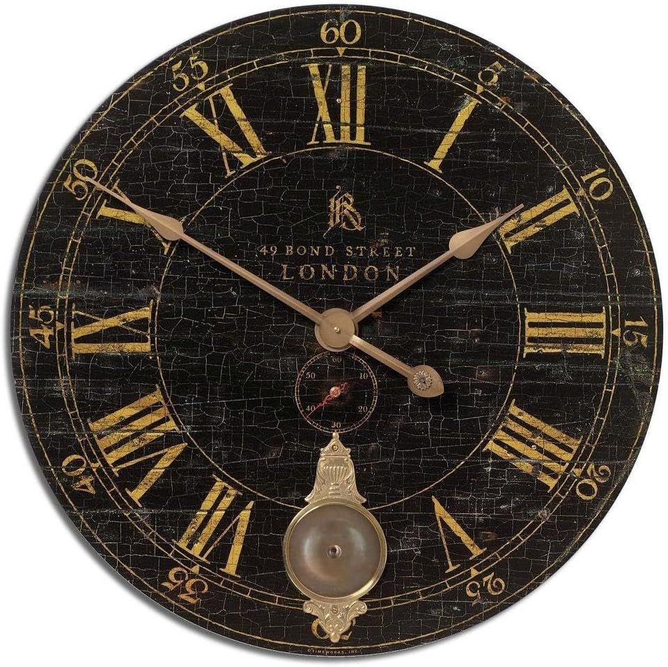 Bond Street Black and Gold 30" Traditional Wall Clock