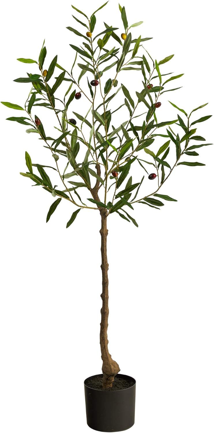 4ft Brown and Green Faux Olive Tree in Nursery Planter