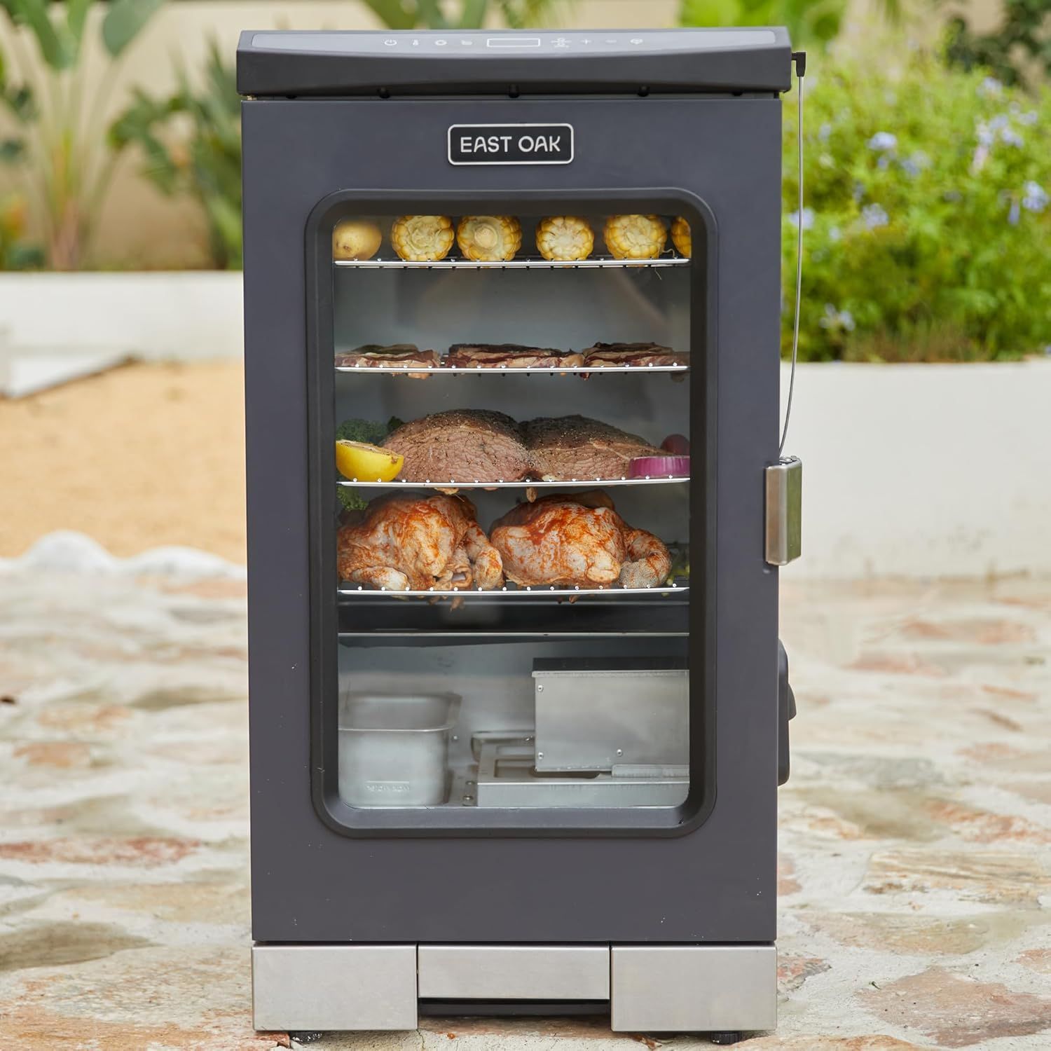 East Oak 30" Digital Electric Smoker with Glass Door and Meat Thermometer