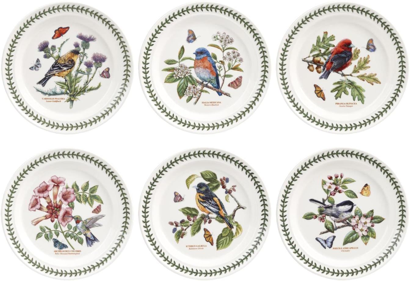 Botanic Garden Birds Ceramic 10.5" Dinner Plates Set