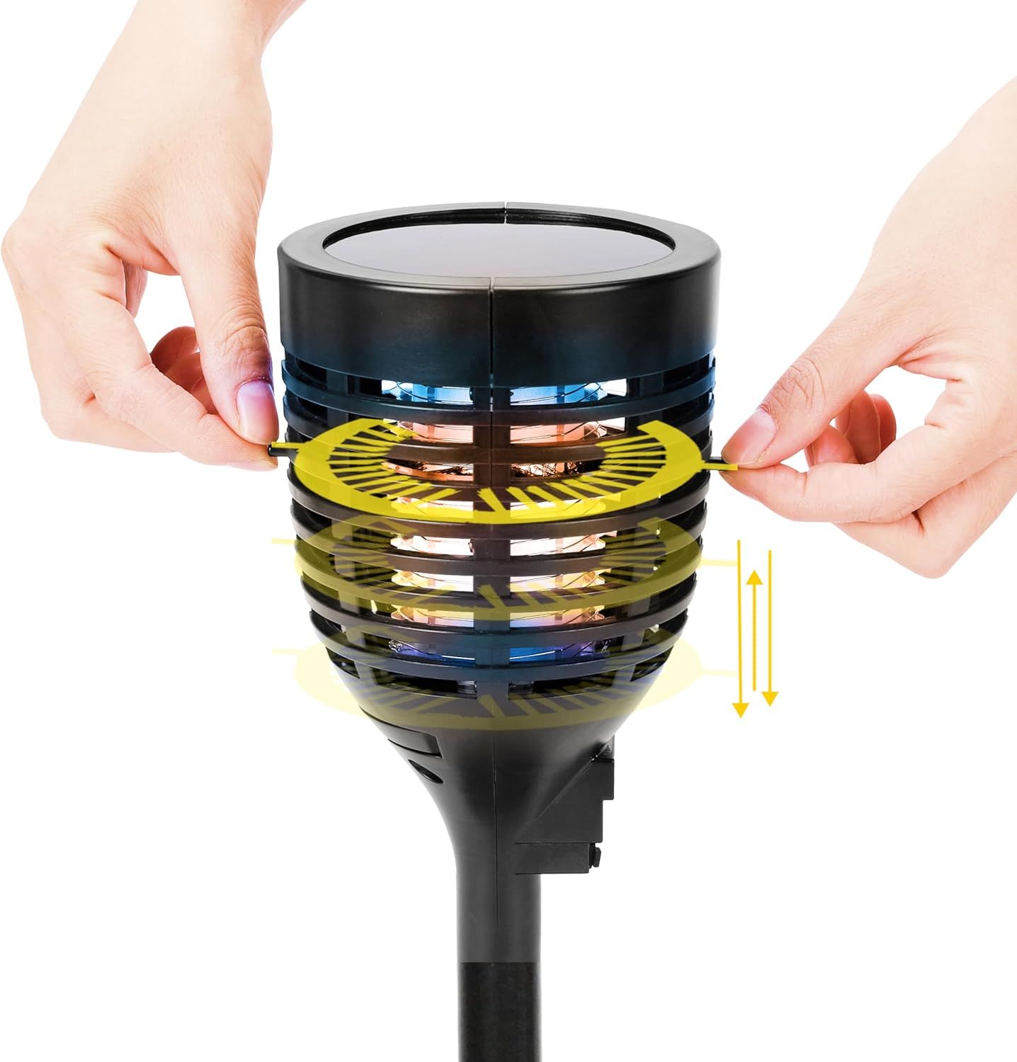 Solar Black Bug Zapper Torch with Easy-Clean Brush