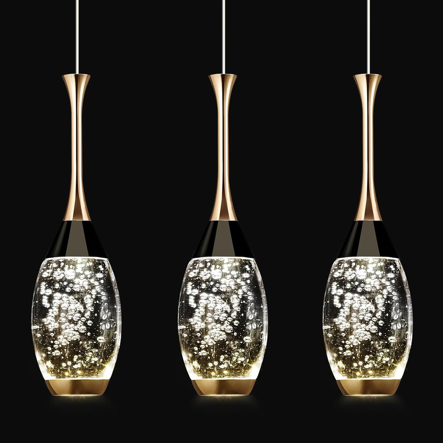 Black and Gold LED Crystal Teardrop Pendant Lights