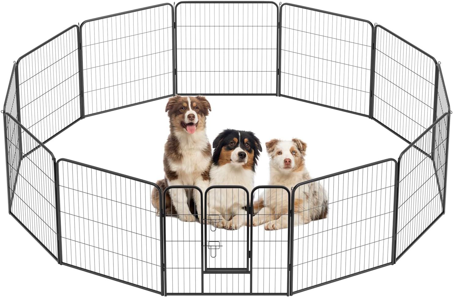 Black 32-Inch Metal Dog Playpen with Door