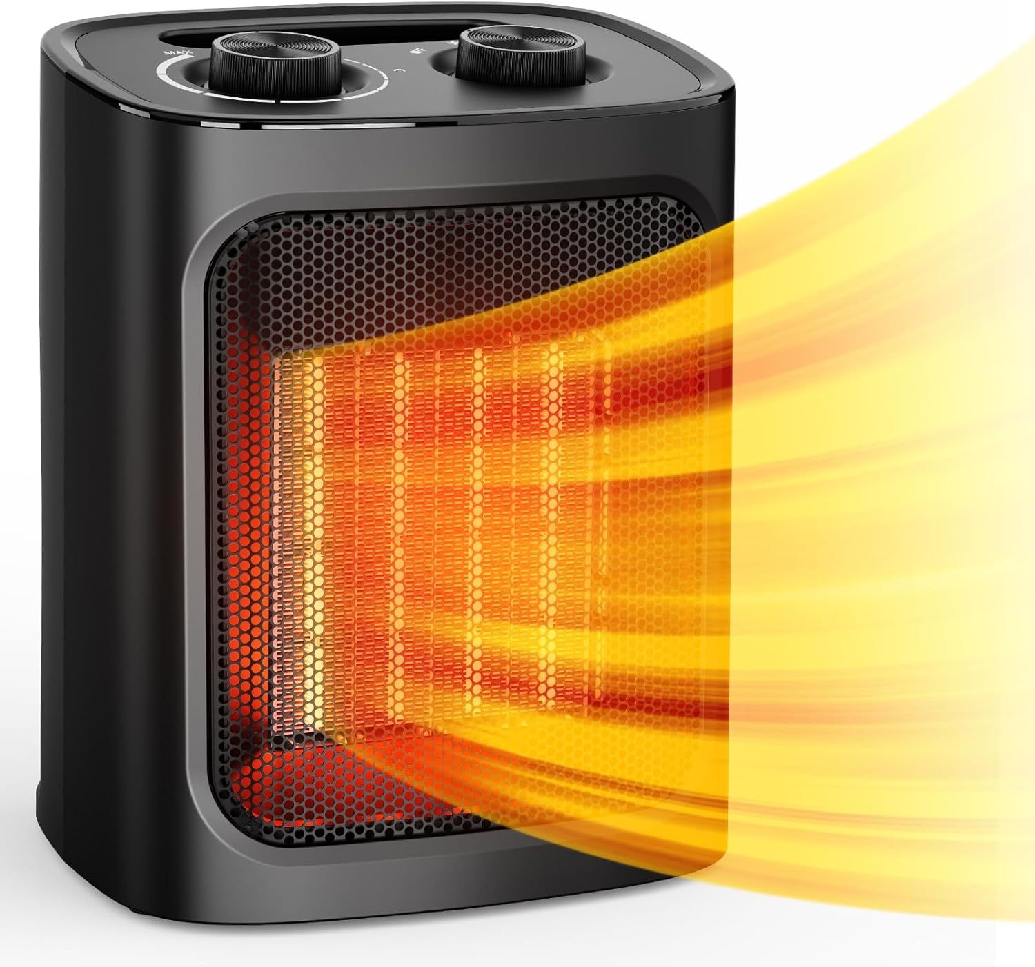 Compact Black Ceramic Electric Heater with Thermostat