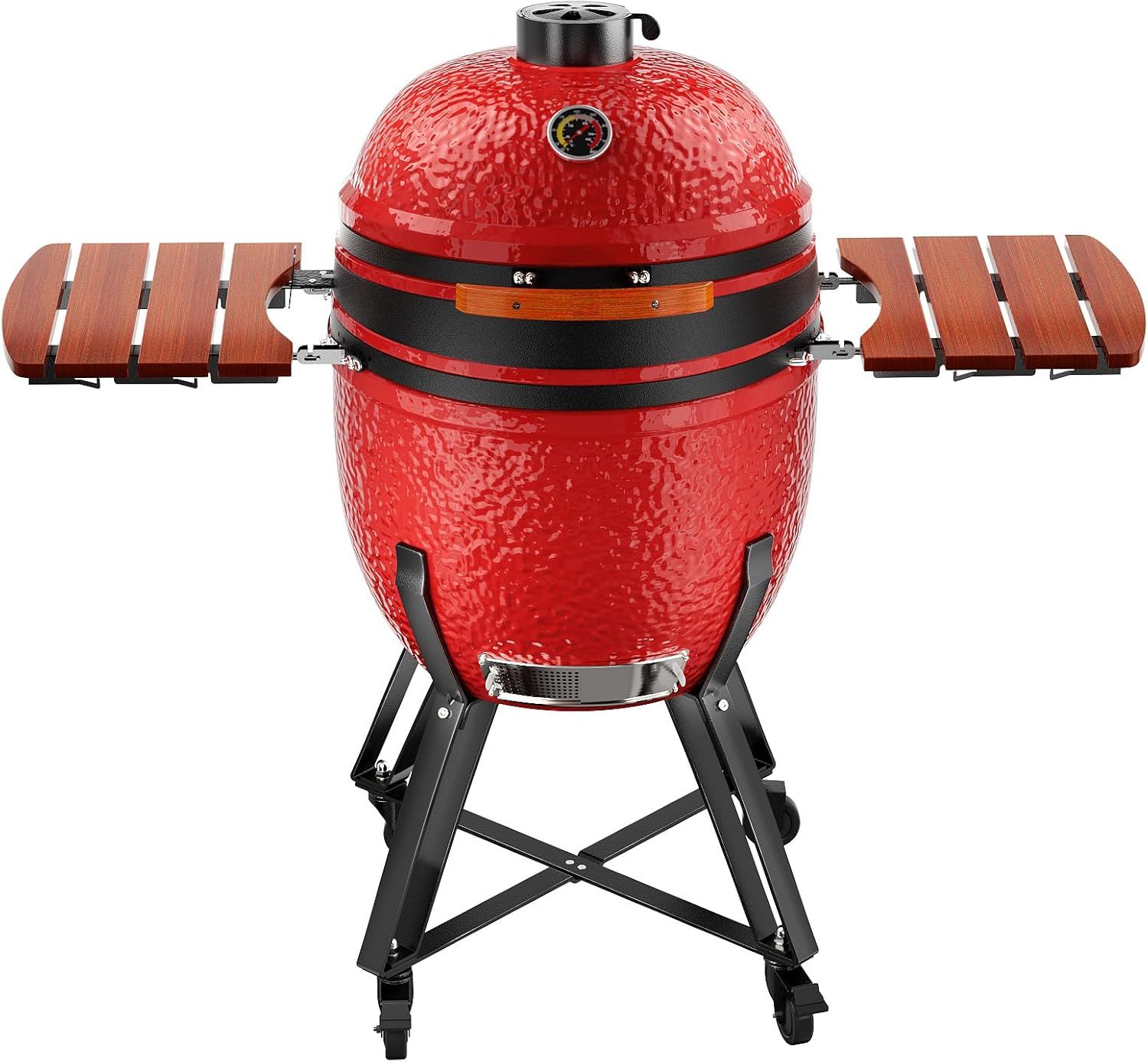 23.5-Inch Red Ceramic Charcoal Grill with Stainless Steel Grates